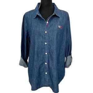 Tommy Hilfiger Button Down Denim Top, size xl, NWT